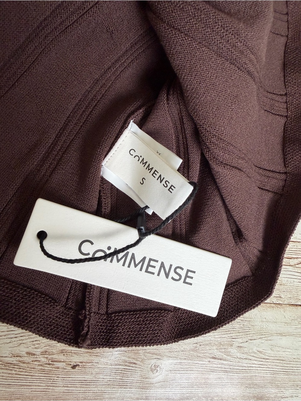 Commense Espresso Brown Mock Neck Flared Sweater Mini Dress Small NWT - Picture 7 of 9